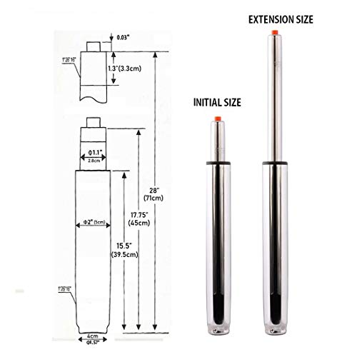 Kaleurrier Gas Lift Cylinder,Pneumatic Chair Replacement Parts- Chair or Stool Lifting Control Mechanism, 500 lbs Heavy Duty Steel Case,Chromcraft,in Universal Size,Height Extension: (10.25" Stroke)