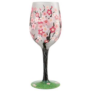 enesco designs by lolita cherry blossom artisan wine glass, 15 ounce, multicolor,6007483