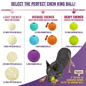 Chew King Supreme Rubber Fetch Balls - Extremely Durable Natural Rubber Toy, 2.5 inch, Yellow (CM-10066-CS01), 2.5" (Medium)