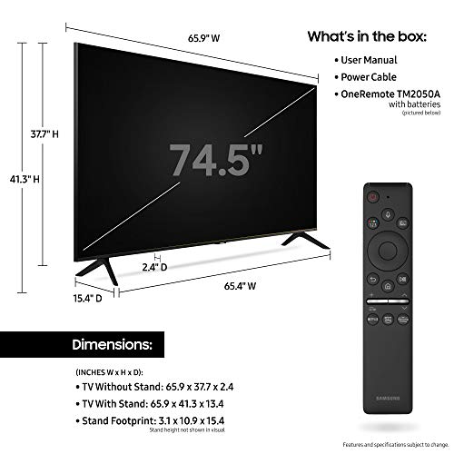 SAMSUNG 75-inch Class Crystal UHD TU-8000 Series - 4K UHD HDR Smart TV with Alexa Built-in (UN75TU8000FXZA, 2020 Model)