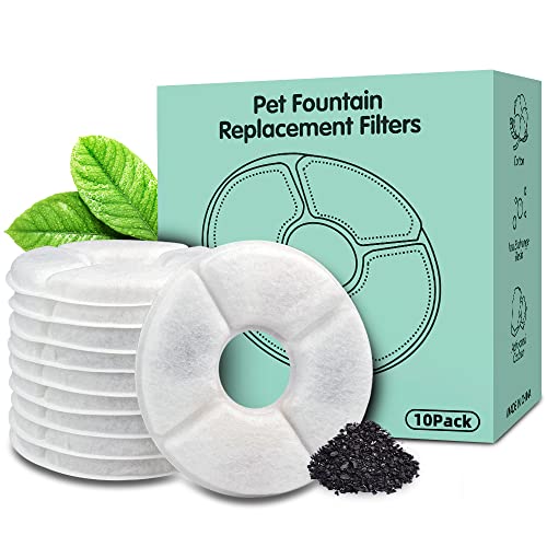 Noodoky 10-Pack Replacement Filters for Cat Fountain | Pet Water Fountain Filter | Activated Carbon Filter | Not for Catit