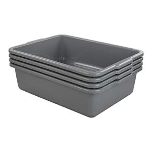 cadineus 24 quart gray commercial bus tub box, plastic utility bus box, set of 4, 21.06" x 15.35" x 5.9"