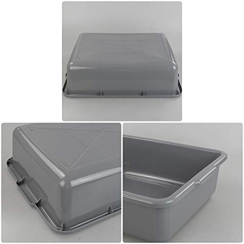 CadineUS 24 Quart Gray Commercial Bus Tub Box, Plastic Utility Bus Box, Set of 4, 21.06" x 15.35" x 5.9"