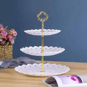 White round plate 3 tiered serving stand tray cake stands cupcake holder dessert stand table decorations for party Kids Birthday Tea Party Baby Shower set of 2