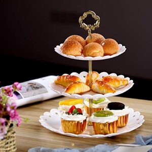 White round plate 3 tiered serving stand tray cake stands cupcake holder dessert stand table decorations for party Kids Birthday Tea Party Baby Shower set of 2