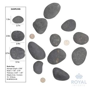 Royal Imports 5LB Decorative Stones River Pebbles Flat Painting Rocks for Fish Aquariums, Plant Gravel, Landscaping, Home Decor Natural - Medium Grey