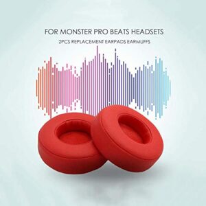 Replacement Pro Ear Pads Protein Leather & Memory Foam Earpads Ear Cushion Cups Cover Repair Parts Compatible with Monster Beats by Dr. Dre Pro Detox Headphones Red