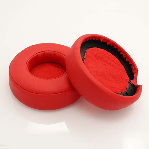 Replacement Pro Ear Pads Protein Leather & Memory Foam Earpads Ear Cushion Cups Cover Repair Parts Compatible with Monster Beats by Dr. Dre Pro Detox Headphones Red