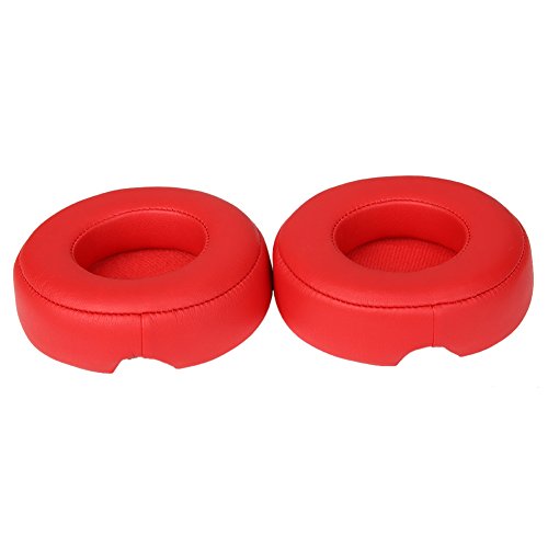 Replacement Pro Ear Pads Protein Leather & Memory Foam Earpads Ear Cushion Cups Cover Repair Parts Compatible with Monster Beats by Dr. Dre Pro Detox Headphones Red