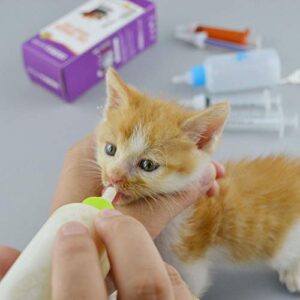 Newborn Kitten Puppy Feeding Bottles for Nursing, Pet Nurseing Feeding Bottle Kits with Replacement Nipples