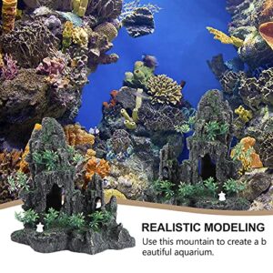 balacoo Aquarium Mountain View Stone Ornament Tree Rock Cave Fish Tank Decoration Fish Hiding Cave