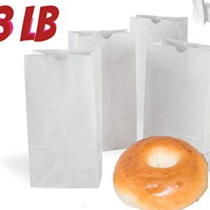 8 lb white paper bags 500/Bundle white lunch bags Great for Grocery/Lunch Bags 8 Pound White Paper Bag - Pack Of 500 (8 lb)