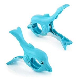 dolphin beach towel clips jumbo size for beach chair, cruise beach patio, pool accessories for chairs, household clip, baby stroller.