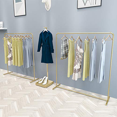 Iron Floorstanding Hanging Carboot Display Rail,European Clothes Rail,Shelf The Mall,Solid/Golden / 150cm