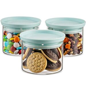 godinger food storage containers, stackable organization canister glass jars - small, set of 3