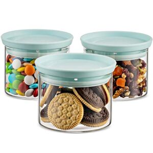 Godinger Food Storage Containers, Stackable Organization Canister Glass Jars - Small, Set of 3