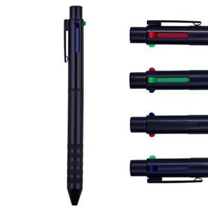 dunbong multi color pen black 4 in 1 multi function pen with black, blue, red, green, metal gel ballpoint pen, 1-count (black)