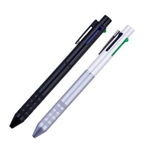 DUNBONG Multi Color Pen Black 4 In 1 Multi function Pen with Black, Blue, Red, Green, Metal Gel Ballpoint Pen, 1-Count (Black)