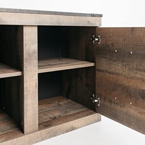 Signature Design by Ashley Trinell Rustic TV Stand with Fireplace Option Fits TVs up to 58", Natural Brown