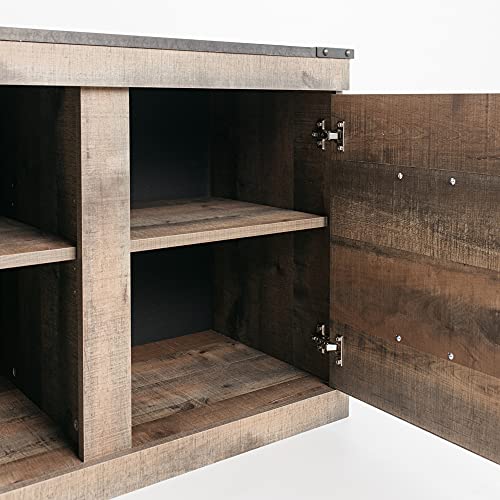 Signature Design by Ashley Trinell Rustic TV Stand with Fireplace Option Fits TVs up to 58", Natural Brown