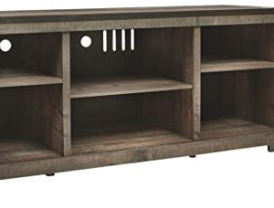 Signature Design by Ashley Trinell Rustic TV Stand with Fireplace Option Fits TVs up to 58", Natural Brown