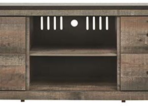 Signature Design by Ashley Trinell Rustic TV Stand with Fireplace Option Fits TVs up to 58", Natural Brown