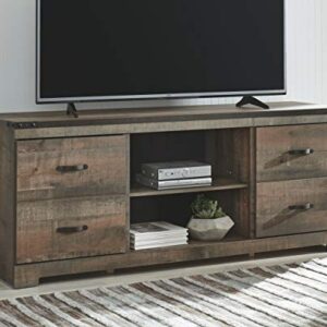 Signature Design by Ashley Trinell Rustic TV Stand with Fireplace Option Fits TVs up to 58", Natural Brown