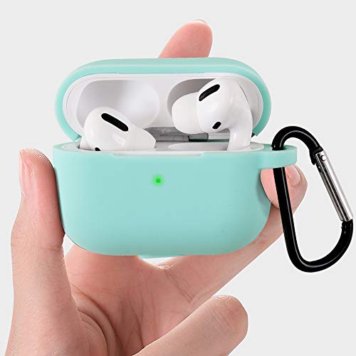 homEdge Silicone Protective Case for AirPods Pro, 4 Packs Seamless Fit Protective Cover [Front LED Visible] with D Shape Clip Compatible with Apple AirPods Pro – Black, White, Pink and Mint Green