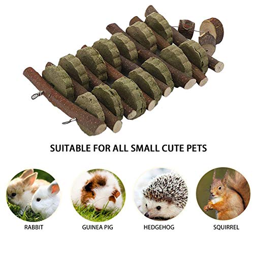 Hamiledy Bunny Chew Toy for Teeth,Guinea Pig Natural Organic Fruitwood Sticks with Grass Cake for Rabbits,Chinchillas,Gerbils, Squirrels, Hamsters, Chewing/Playing Pet Snacks Toy/Improve Dental Health