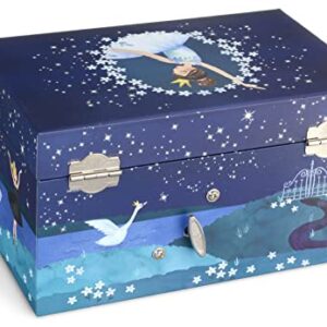 Jewelkeeper Girl's Ballerina Musical Jewelry Storage Box with Pullout Drawer, Glitter Design, Swan Lake Tune