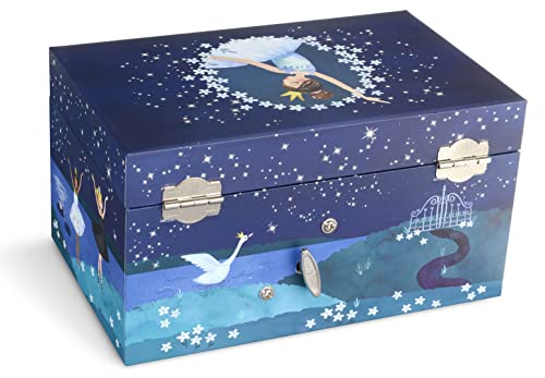 Jewelkeeper Girl's Ballerina Musical Jewelry Storage Box with Pullout Drawer, Glitter Design, Swan Lake Tune