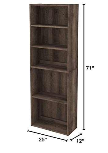 Signature Design by Ashley Arlenbry Modern Farmhouse 71" Bookcase with 4 Shelves, Weathered Oak Gray