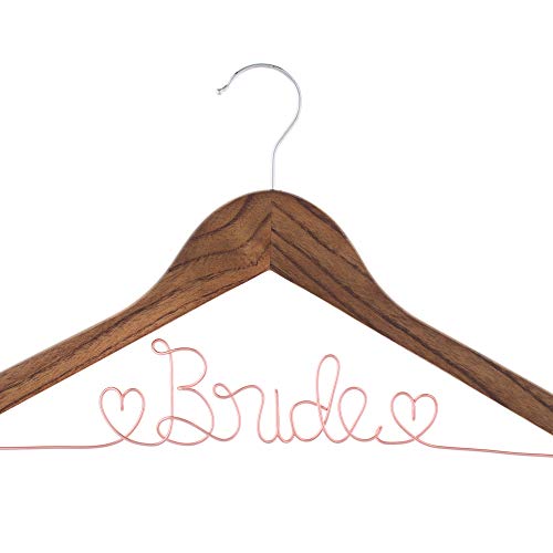 Ella Celebration Bride to Be Wedding Dress Hanger (Antique Brown with Rose Gold Wire)