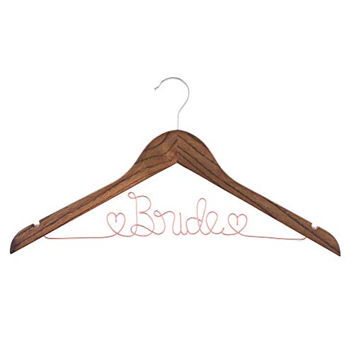 Ella Celebration Bride to Be Wedding Dress Hanger (Antique Brown with Rose Gold Wire)