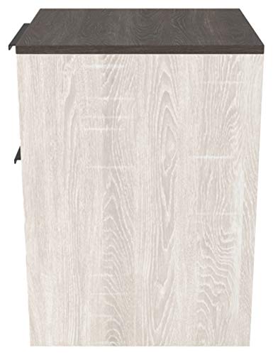 Signature Design by Ashley Dorrinson Modern Farmhouse Filing Cabinet with 2 Drawers, Whitewash & Brown