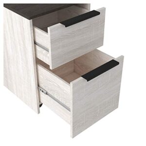 Signature Design by Ashley Dorrinson Modern Farmhouse Filing Cabinet with 2 Drawers, Whitewash & Brown