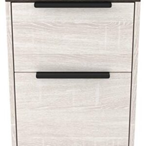 Signature Design by Ashley Dorrinson Modern Farmhouse Filing Cabinet with 2 Drawers, Whitewash & Brown