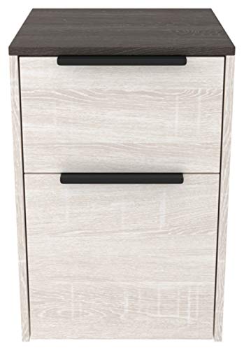 Signature Design by Ashley Dorrinson Modern Farmhouse Filing Cabinet with 2 Drawers, Whitewash & Brown