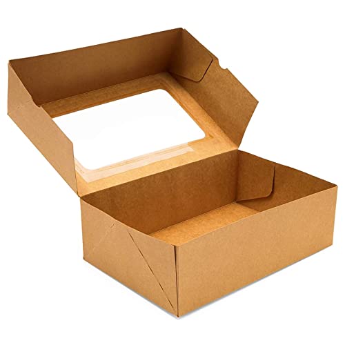 50-Pack 6 Count Cupcake Boxes With Window for Pastries, Desserts, Muffins, Cookies, Disposable Kraft Paper Containers for Birthday Party, Wedding (3.7 x 4.2 x 3.7 Inches)