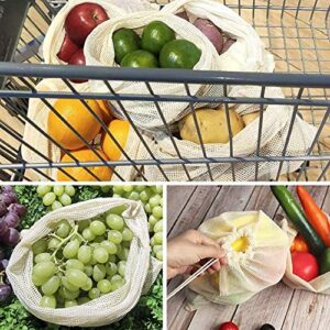 AKOAK 2 Pcs Supermarket Fruit and Vegetable All-Cotton Reusable Shopping Eco-Bag Drawstring All-Cotton Mesh Bag