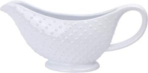 palais dinnerware porcelain easy pour gravy sauce boat - white - 8 oz (hobnail design)
