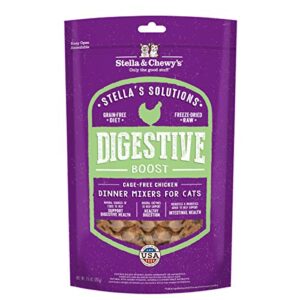 stella & chewy’s – stella’s solutions digestive boost – cage-free chicken dinner mixer – freeze-dried raw, protein rich, grain free cat food – 7.5 oz bag