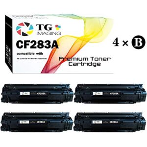 (4 black pack) tg imaging compatible cf283a toner cartridge use for hp 83a cf283x pro m201 mfp m125 m127 m225 toner printer