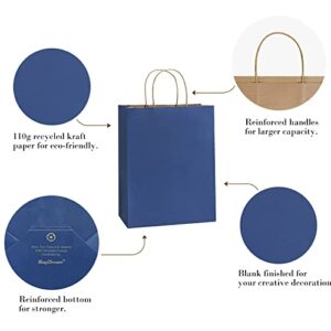 BagDream Navy Blue Gift Bags 8x4.25x10.5 25Pcs Paper Bags, Paper Gift Bags with Handles, Paper Shopping Bags Kraft Bags Party Favor Bags Retail Merchandise Bags Sacks