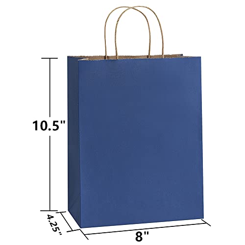BagDream Navy Blue Gift Bags 8x4.25x10.5 25Pcs Paper Bags, Paper Gift Bags with Handles, Paper Shopping Bags Kraft Bags Party Favor Bags Retail Merchandise Bags Sacks