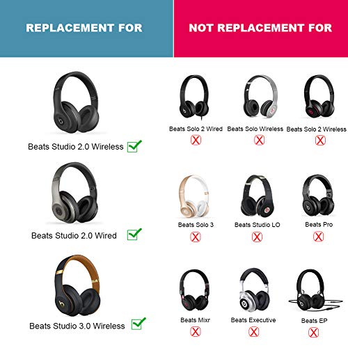 Studio Ear Pads Cushions Replacement Parts Repair Kit Compatible with Beats by Dr. Dre Studio 2 Wireless/Wired B0500/B0501 and Studio 3 Over Ear Headphones (White)