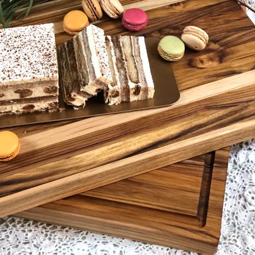 Large Teak Wood Cutting Board - Juice Groove, Reversible, Hand Grips (Edge Grain, 18 x 14 x 1.25 inches | Large)