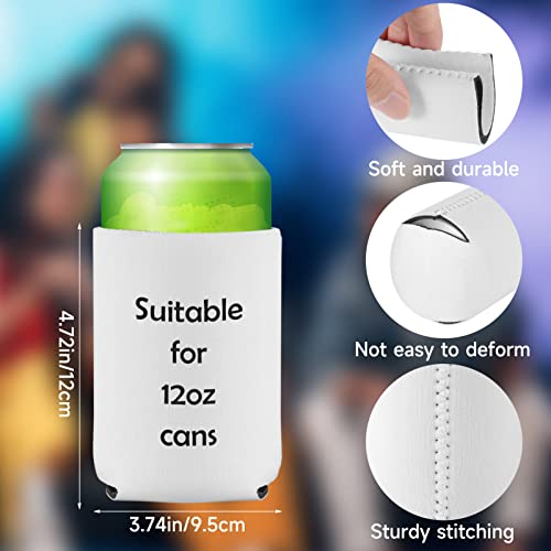 Sublimation Blanks Can Coolers, 12 Beer Can Cooler Sleeves, Collapsible Insulated Reusable Soda Cover Drink Coolies Beer Sleeves for DIY Weddings Bachelorette Parties Party Favors (White)