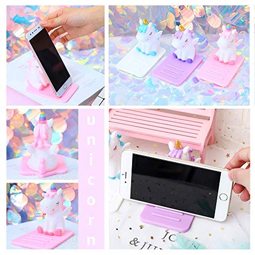 ZOSTLAND Cute Unicorn Fly Horse Pegasus Pony Phone Holder Adjustable Stand Lovely Desktop Phone Stand,Creative Cartoon Multi-Function Desk Phone Stand, Smartphone Dock iPad Tablet (Unicorn Purple)