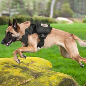 rabbitgoo Tactical Dog Harness for Large Dogs, Heavy Duty Dog Harness with Handle, No-Pull Service Dog Vest Large Breed, Adjustable Military Dog Vest Harness for Training Hunting Walking, Black, L